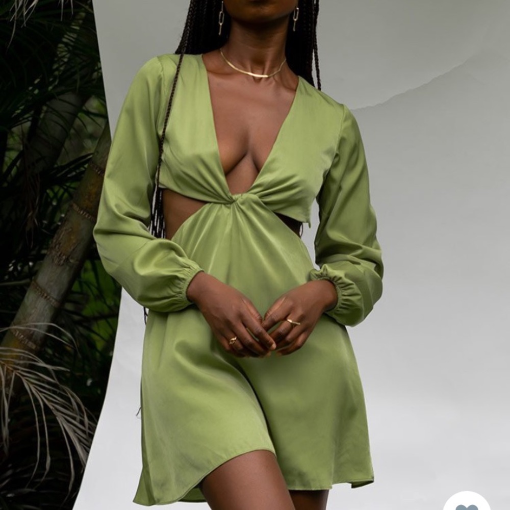extra small beginning boutique green mini dress